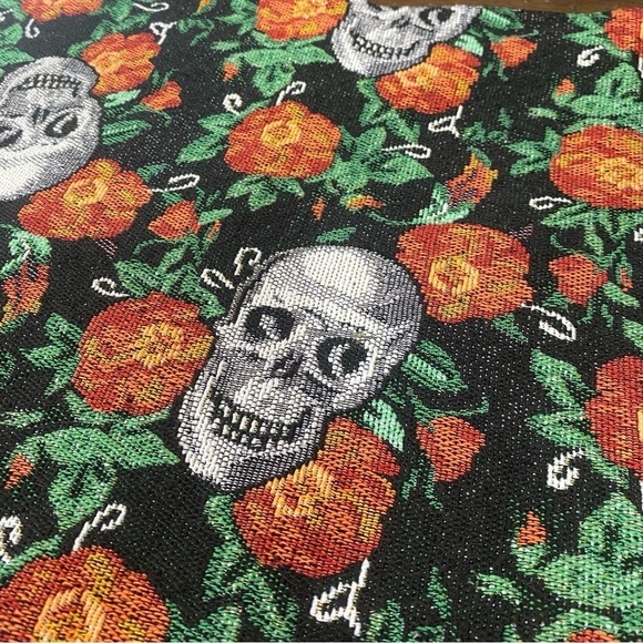 Tapestry Gothic Skulls and Rose Table Runner 12” x 53” - Picture 1 of 5